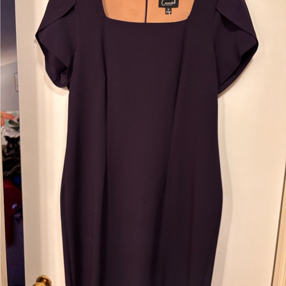 Garnet Hill Square-Neck Midi Dress in Deep Plum